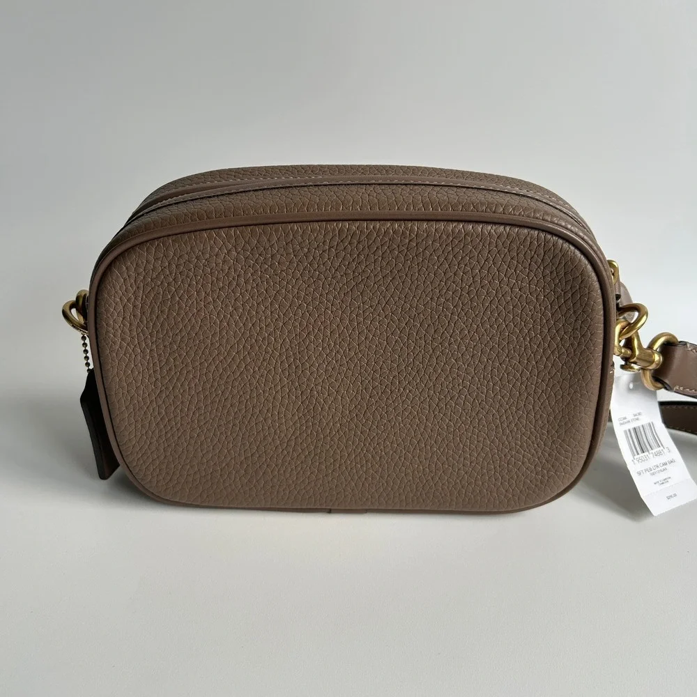 Coach Camera Bag Dark Stone Soft Pebble Leather Crossbody CC386